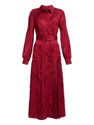 Elie Saab long-sleeve belted midi dress - Rosso
