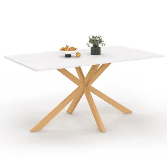 IDMarket Tavolo Da Pranzo Rettangolare Per 8 Persone Gisele Con Gamba A Ragno In Legno E Piano Bianco 160 Cm