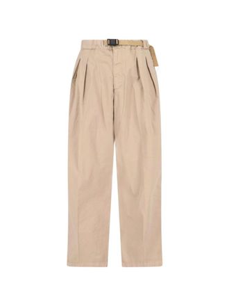 White Sand Beige Relaxed Fit Cotton Trousers