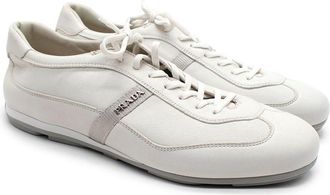 Prada Off White Logo Leather Sneakers Size 41.5