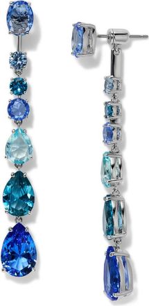 Nadri Sunshowere Crystal Front/Back Earrings in Rhodium/Blue at Nordstrom