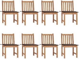 vidaXL Sillas De Jard&iacute;n 8 Unidades Madera De Teca Con Cojines Vidaxl