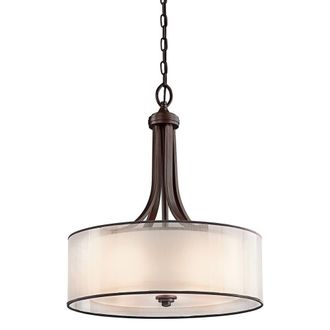 Netlighting Lacey 4 Light Large Round Ceiling Pendant Mission Bronze E27 in Brown