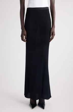 Balenciaga Rib Maxi Skirt in 1000 Black at Nordstrom, Size X-Small