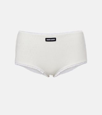Miu Miu Micro shorts in cotone pointelle