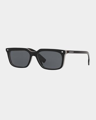 Burberry Mens Icon Stripe Square Acetate Sunglasses