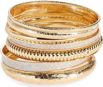 Nordstrom Rack Set of 8 Bangle Bracelets in Clear- Gold at Nordstrom Rack