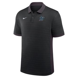 Nike Miami Marlins Authentic Collection Striped Victory Nike Mens Dri-FIT MLB Polo in Black | 03BG0GJ6MQM-P81