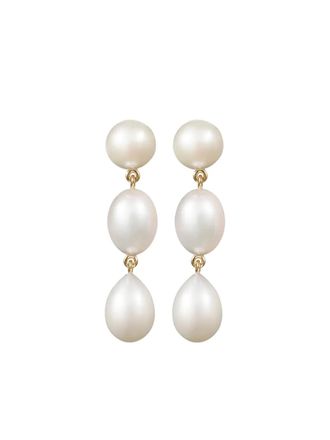Sophie Bille Brahe 14K yellow gold Amis Poire pearl earrings - Bianco