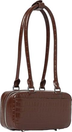 Self Portrait Womens Shoulder Bag Crocodile-Effect Brown