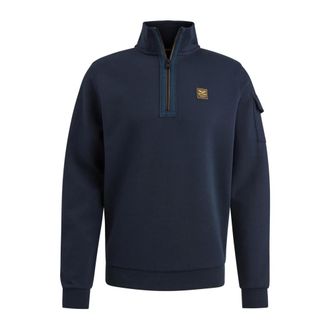 PME Legend Hoodies & sweatvesten, Heren, Blauw, L, Halve Rits Kraag Interlock Jersey