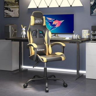 vidaXL Silla Gaming Cuero Sint&eacute;tico Negro Y Dorado Vidaxl