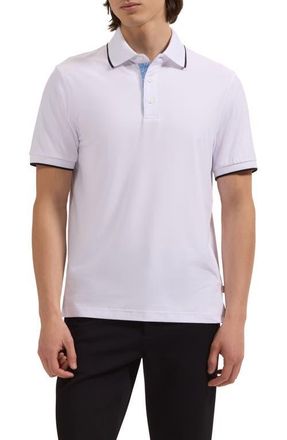 Bugatchi Performance Tipped Polo in White at Nordstrom, Size Xx-Large