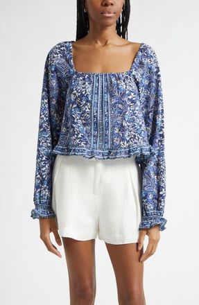 Ramy Brook Farah Floral Crop Pullover in Navy Floral at Nordstrom, Size Xx-Small