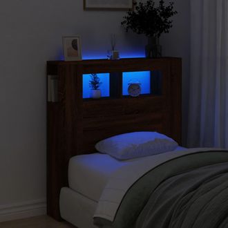 vidaXL Cabecero Led Madera Ingenier&iacute;a Roble Marr&oacute;n 100x18,5x103,5 Cm Vidaxl