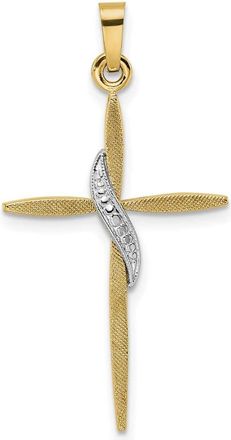 Diamond2Deal 14k Two-tone Gold Solid Methodist Cross Pendant