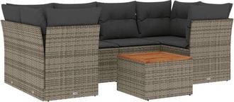 vidaXL Vidaxl - Set De Sof&aacute;s De Jard&iacute;n 7 Piezas Con Cojines Rat&aacute;n Pe Gris