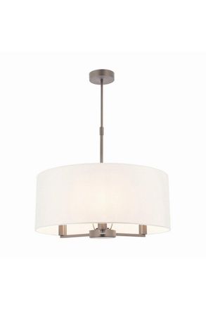 Netlighting Daley 3 Light Multi Arm Ceiling Pendant Matt Nickel Vintage White Silk Effect E14
