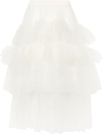 Simone Rocha tulle midi skirt - women - Acetate/Polyamide/Silk/Acetate/Cupro/Nylon - 14 - White