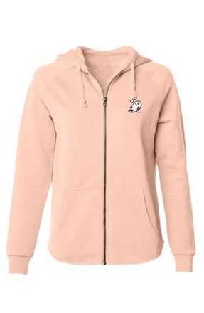 Dalix Heartly Ghost Zip Fleece Hoodie in Blush at Nordstrom, Size Xx-Large