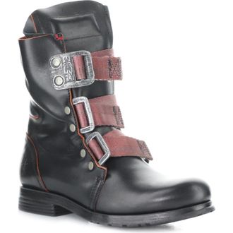 FLY London Stif Military Boot in 030 Black/Red at Nordstrom, Size 10-10.5Us
