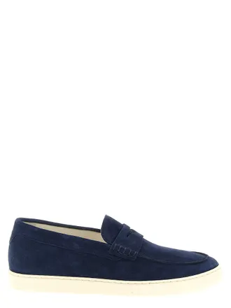 Brunello Cucinelli Blue Calfskin Slip-On Mens Loafers