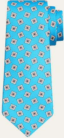 Kiton Mens Square Medallion Silk 7-Fold Tie