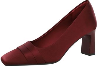 Generic Women Square Toe High Heels 7CM Sexy Pumps Silk Wedding Evening for Bride Prom Party (Red,8.5)