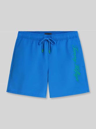 Tommy Hilfiger Regular Fit Badeshorts mit Label-Stitching in Royal, Gr&ouml;&szlig;e XXL