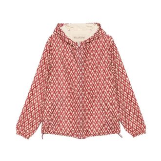 Valentino Garavani Light Jackets, male, Multicolor, Size: XL Toute La V Print Nylon Jacket