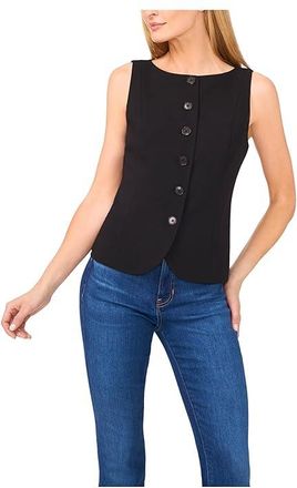CeCe by Cynthia Steffe Boat Neck Waistcoat Top Womens Clothing Rich Black : XL, Polyester/Rayon/Spandex