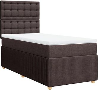 vidaXL Cama Box Spring Con Colch&oacute;n Tela Marr&oacute;n Oscuro 90x190 Cm Vidaxl