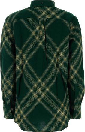 Burberry Womens Tartan Wool Shirt Green Sweater