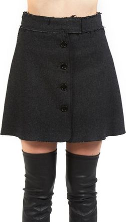 Hache Tweed Button Front Mini Skirt In Gray
