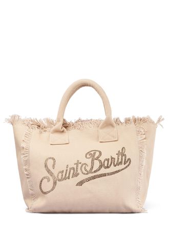 MC2 Saint Barth Neutral Vanity Fabric Fringed Shoulder Bag