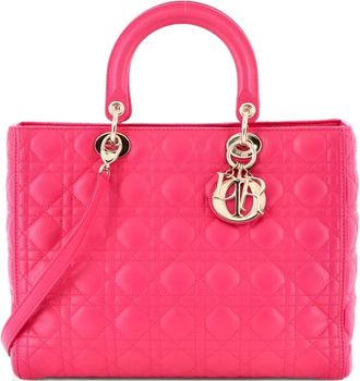 Dior Lady Dior Bag Cannage Quilt Lambskin Large tote bag - Roze
