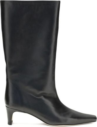 Staud 55 mm halfhoge leren laarzen - Zwart