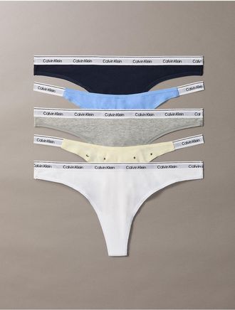 Calvin Klein Calvin Klein Womens Icon Logo 5-Pack Mixed Thong - Multi - XL