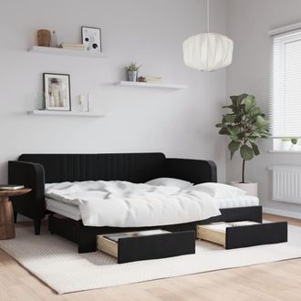 vidaXL Vidaxl - Sof&aacute; Cama Nido Con Cajones Terciopelo Negro 90x190 Cm