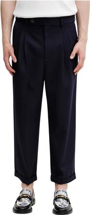 Dr&ocirc;le de Monsieur Pantalon &agrave; Plis Cropped Laine - Heren - Broeken - Blauw - Maat: L Wol