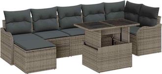 vidaXL Garden Sofa Set with Cushion 8 pcs Grey Poly Rattan vidaXL