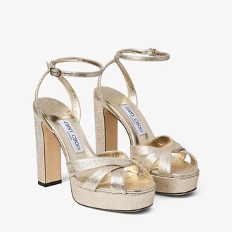 Jimmy Choo London Glitter-Finished Platform Sandal - Gold