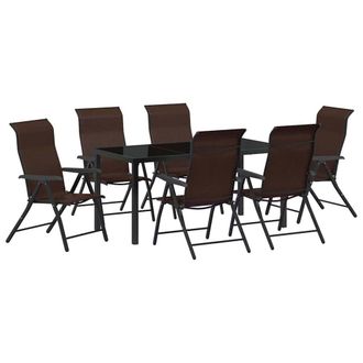 Berkfield Home 7 Piece Garden Dining Set Brown Poly Rattan
