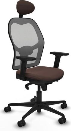 Piqueras y Crespo Piqueras Y Crespo - Jorquera Sincro Malla Gris Similpiel Marr&oacute;n Oscuro Brazos 2d Base Nailon Cabecero Fijo Ruedas 65mm Nailon