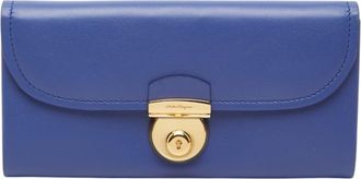 Ferragamo Light Blue Leather Long Wallet (Bi-Fold) (Pre-Owned)