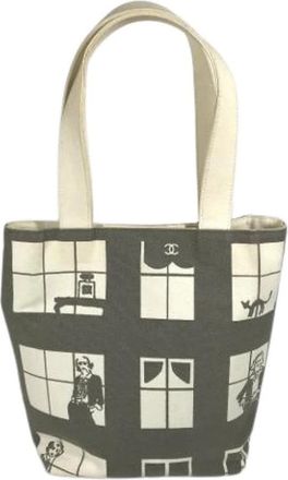 Chanel Pre-owned Canvas Tote Bag - Dames - Vintage Shopper - Grijs - ONE Size - Vintage