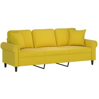 vidaXL Vidaxl - Divano a 3 Posti con Cuscini Giallo 180 cm in Velluto