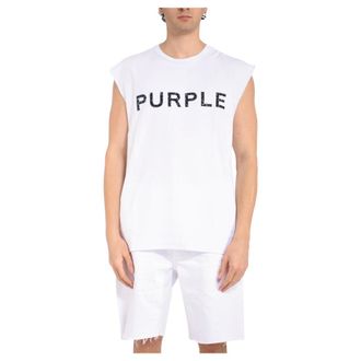 Purple Sleeveless Tops, male, White, Size: S Textured Sleeveless T-shirt