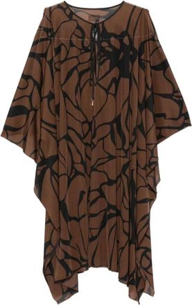 Fisico Jassen, Dames, Bruin, M, Jurk met abstracte print en blote schouders