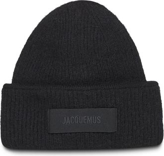 Jacquemus Zwarte Gebreide Geribbelde Wollen Hoed - Heren - Hoeden - Zwart - ONE Size - Wol - Accessoires